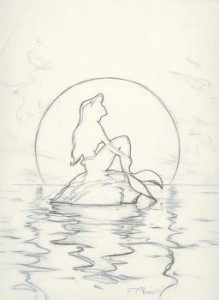 This is a concept used in the making of the movie poster for The Little Mermaid. Jeffrey K. was famous for asking for many different ideas before settling on one, but apparently when he saw what he wanted, he knew it immediately!